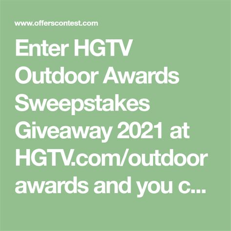 hgtv sweepstakes 2021 entry.